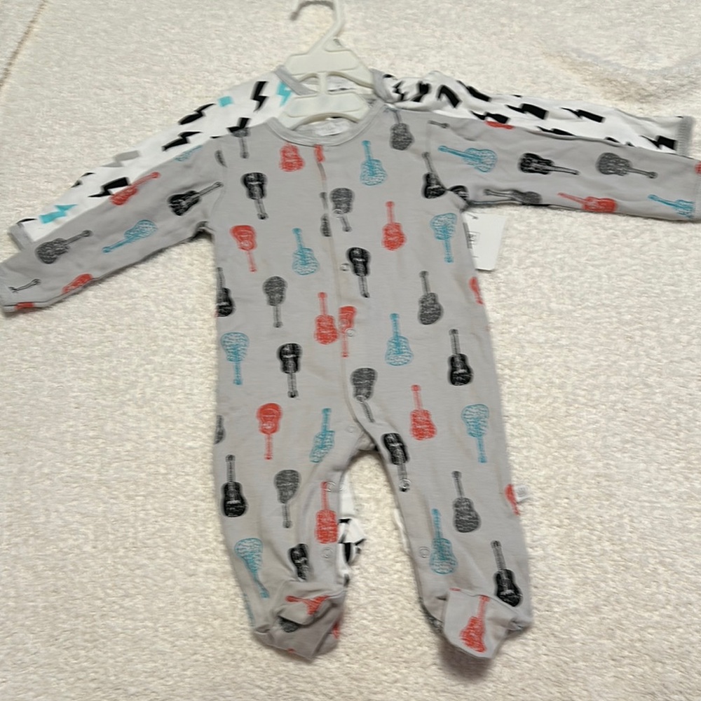 Rosie Pope Gray and Red Footies One Piece with Playful Print